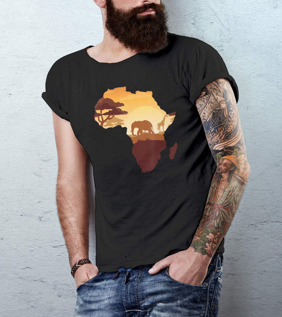 Wildlife Safari Animals Ivory Elephant Africa Silhouette Sunset T-Shirt