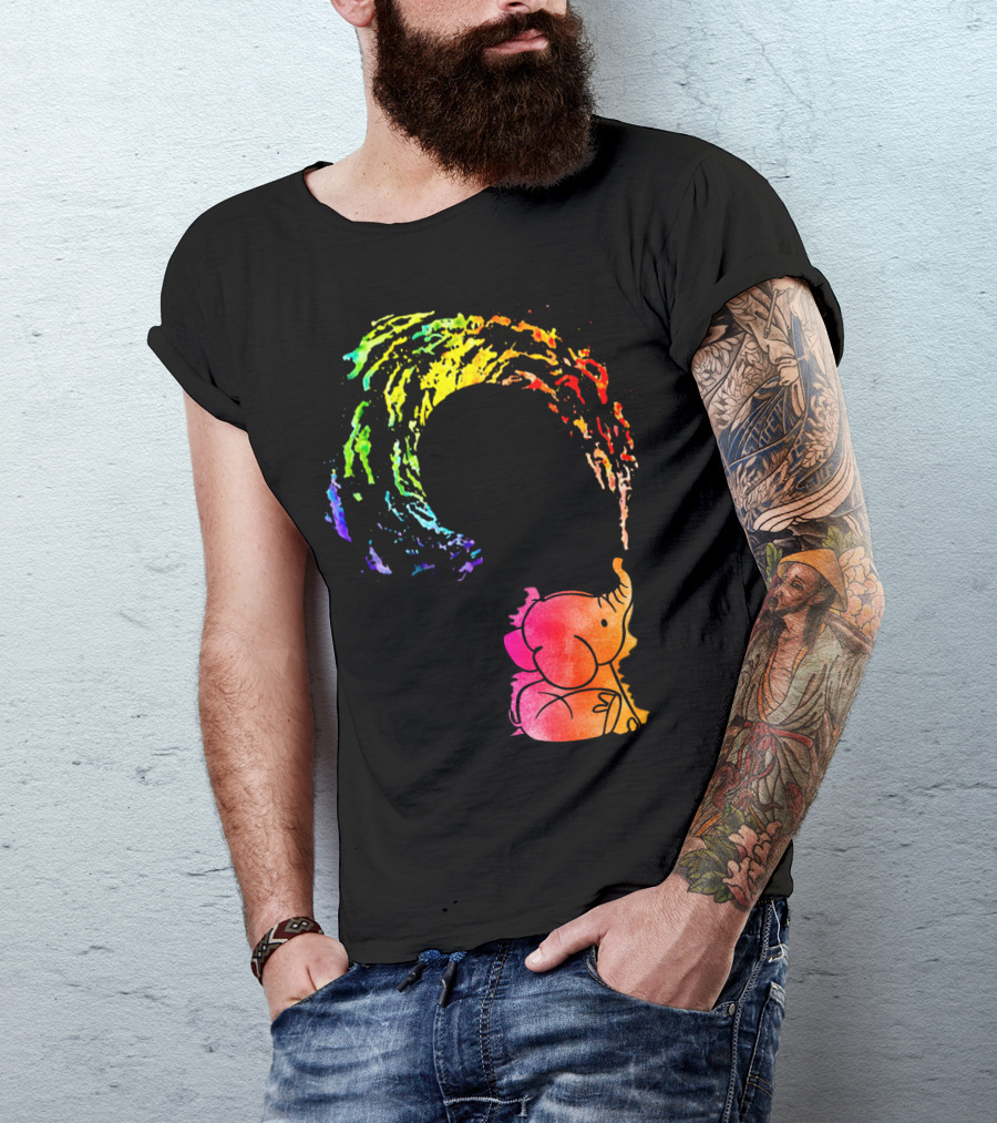 Rainbow Wave Elephant Painting Wall T-Shirt