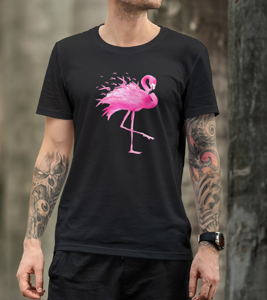Flamingo Breast Cancer Awareness Pink Ribbon T-Shirt