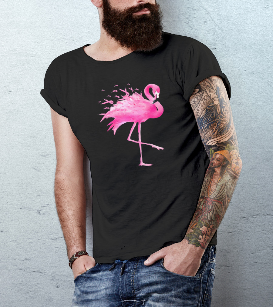 Flamingo Breast Cancer Awareness Pink Ribbon T-Shirt