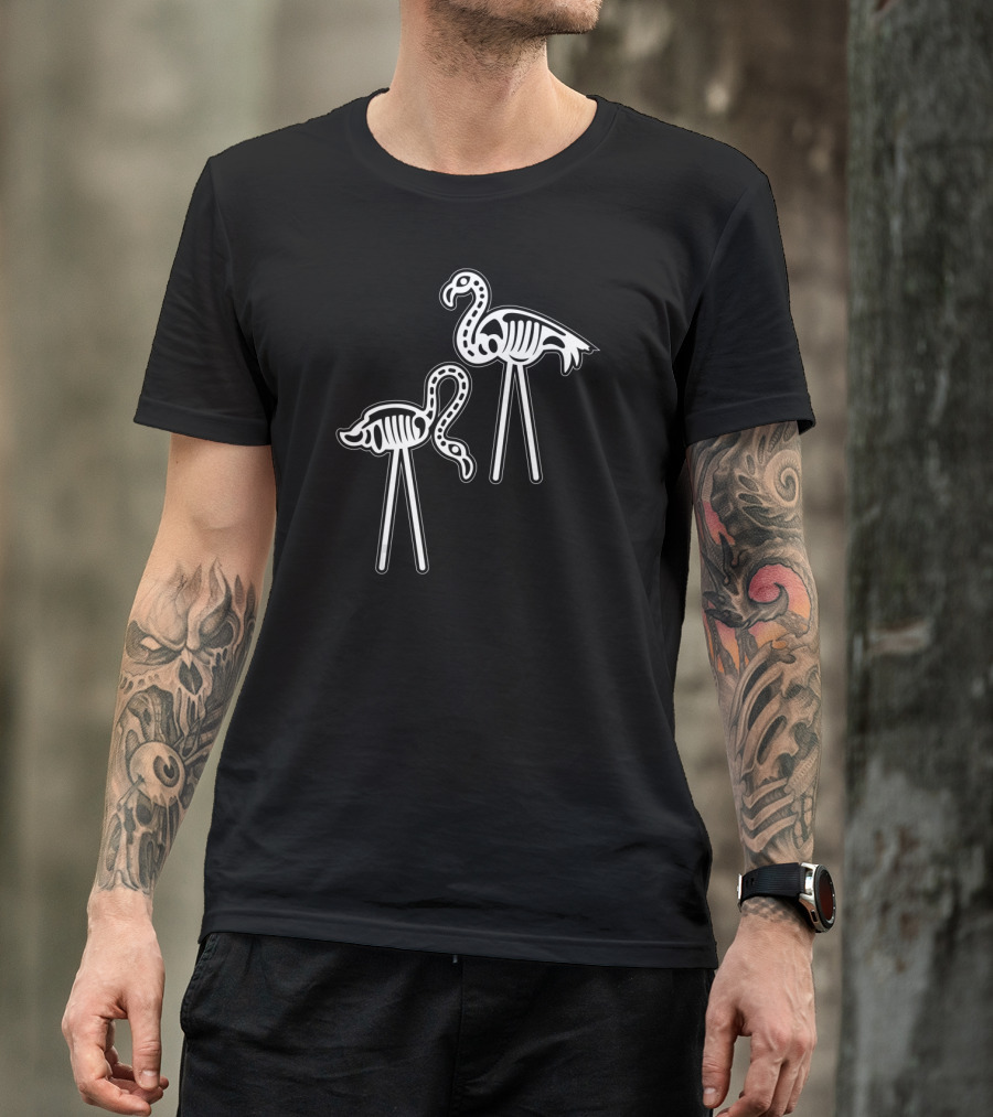 Flamingo Skeleton Funny Halloween Luau Party T-Shirt