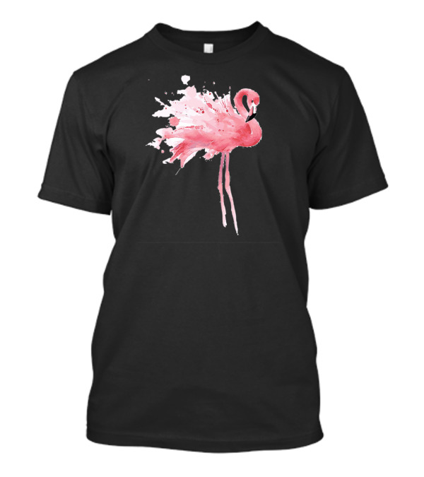 Tropical Pink Flamingo Bird Splatter Watercolor T-Shirt