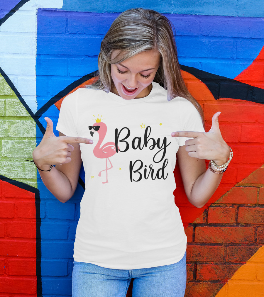 Baby Bird Flamingo Sunglasses Crown Stars T-Shirt
