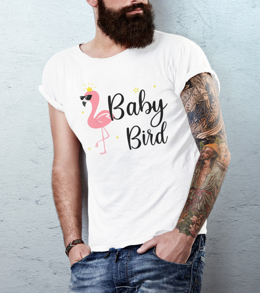 Baby Bird Flamingo Sunglasses Crown Stars T-Shirt