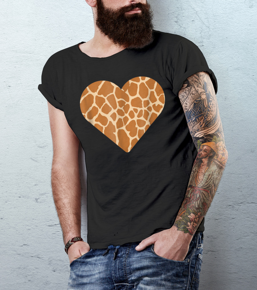 Giraffe Print Heart For Cute Giraffe Lover's Love T-Shirt