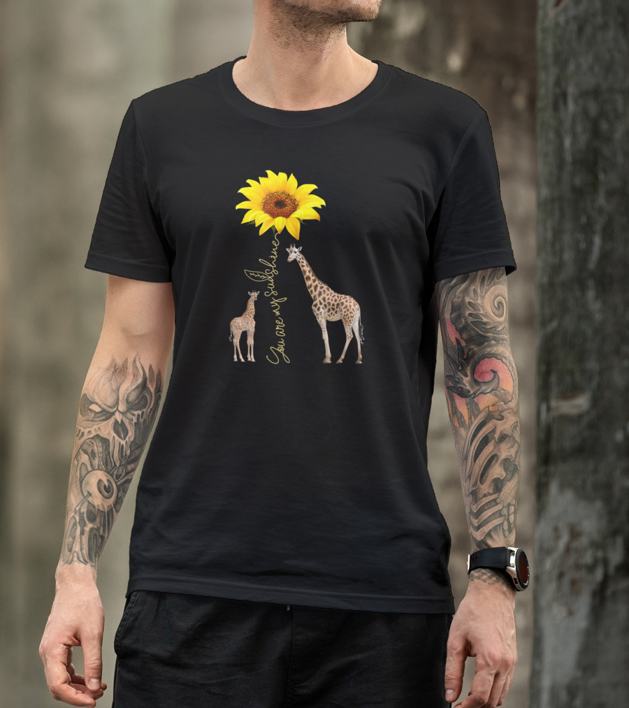 Sunflower You Are My Sunshine Giraffe With Mother And Calf T-Shirt