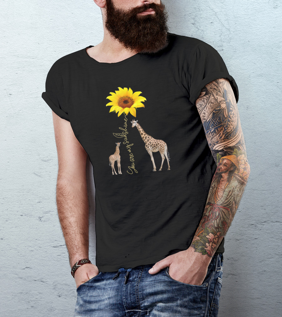 Sunflower You Are My Sunshine Giraffe With Mother And Calf T-Shirt