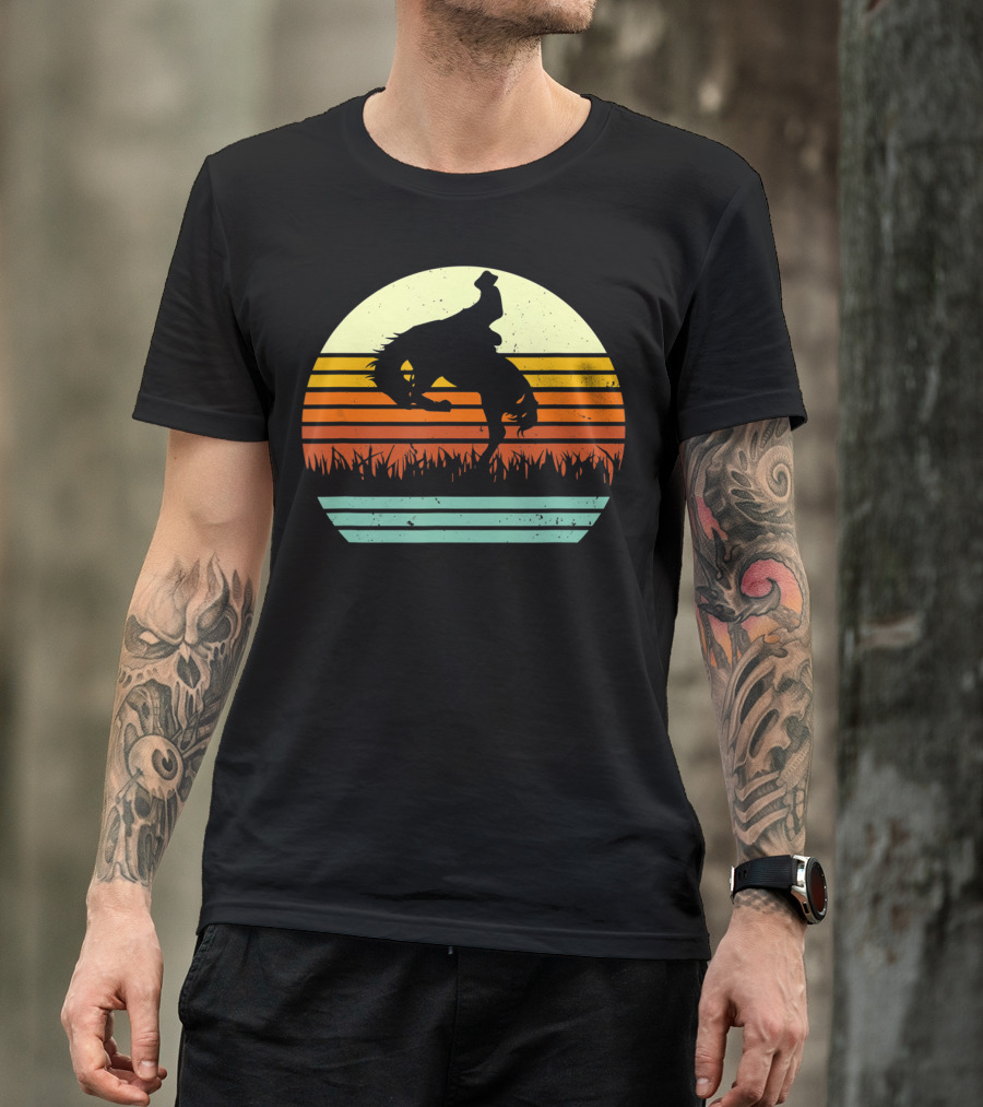 Bucking Bronco Horse Sunset T-Shirt