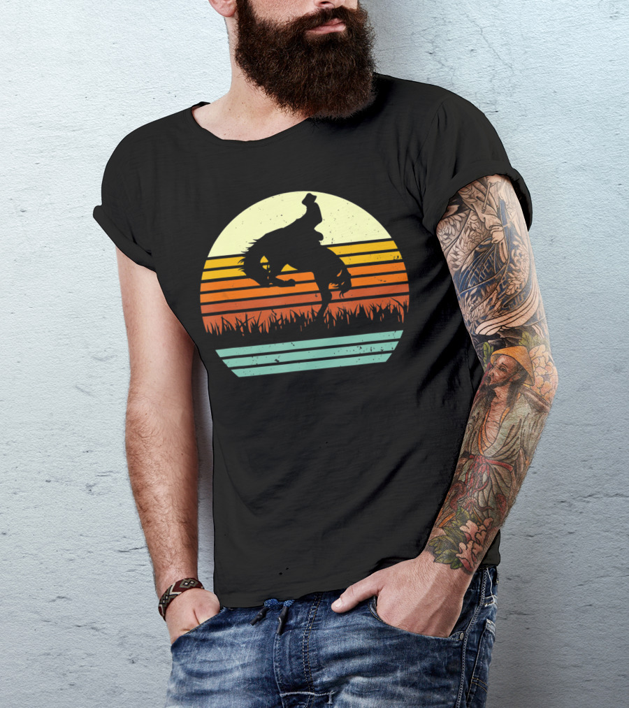 Bucking Bronco Horse Sunset T-Shirt
