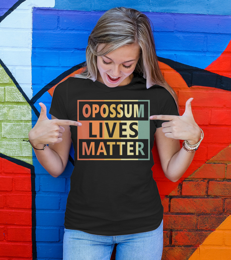 Opossum Lives Matter Vintage Vegan Opossum Lover Retro Stripes T-Shirt