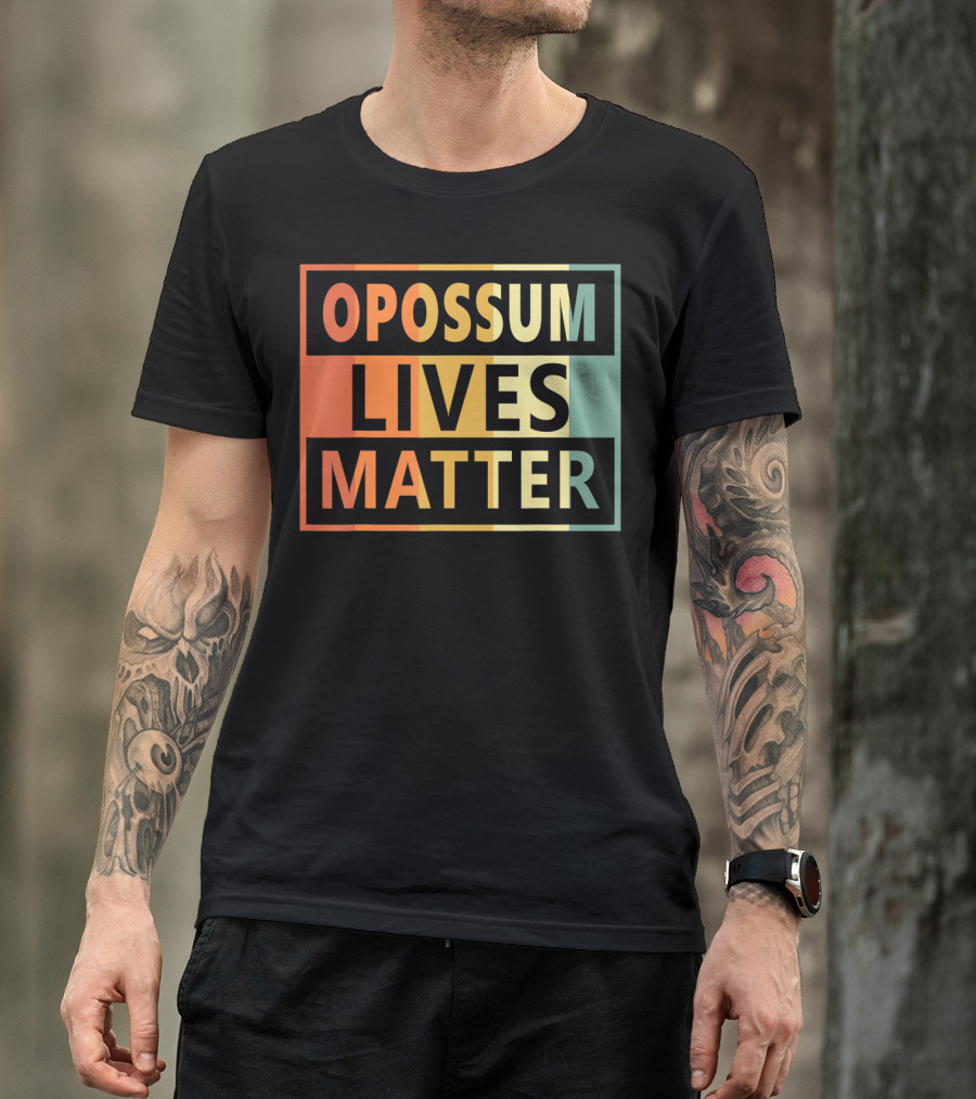 Opossum Lives Matter Vintage Vegan Opossum Lover Retro Stripes T-Shirt