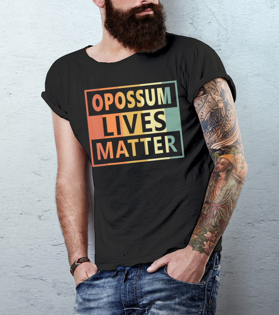 Opossum Lives Matter Vintage Vegan Opossum Lover Retro Stripes T-Shirt