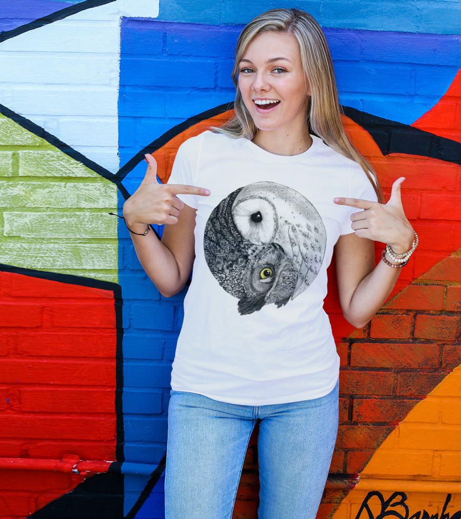 Yin Yang Black And White Owl T-Shirt