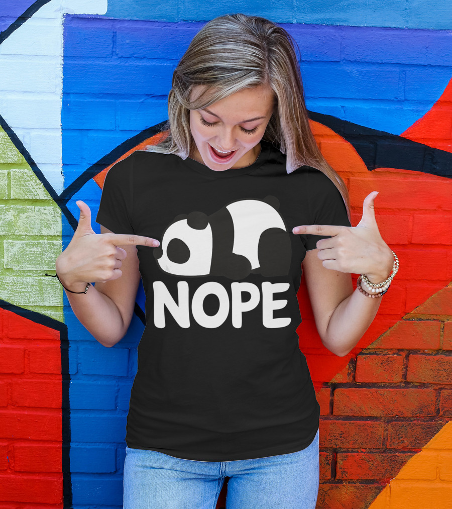 Nope Not Today Lazy Panda Womens Girls Animal T-Shirt