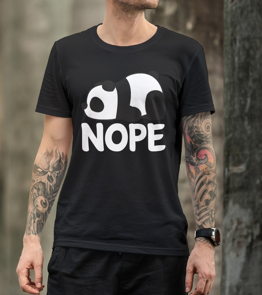 Nope Not Today Lazy Panda Womens Girls Animal T-Shirt