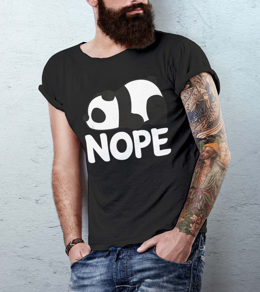 Nope Not Today Lazy Panda Womens Girls Animal T-Shirt