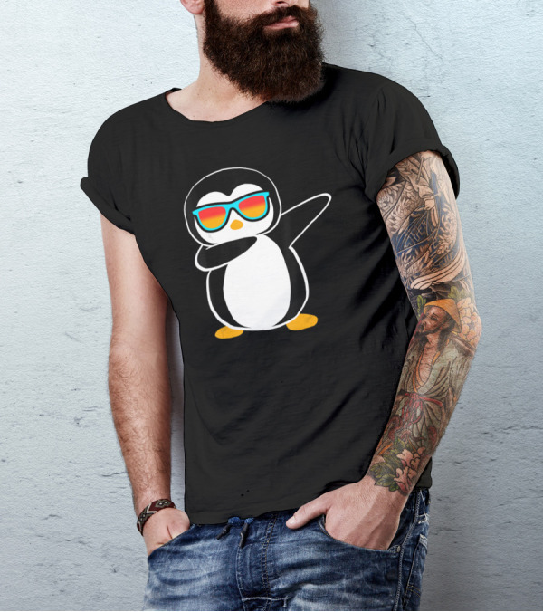 Dabbing Penguin Cute Animal With Sunglasses Birthday Party T-Shirt
