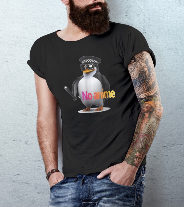 Penguin With Hat And Sunglasses No Anime T-Shirt