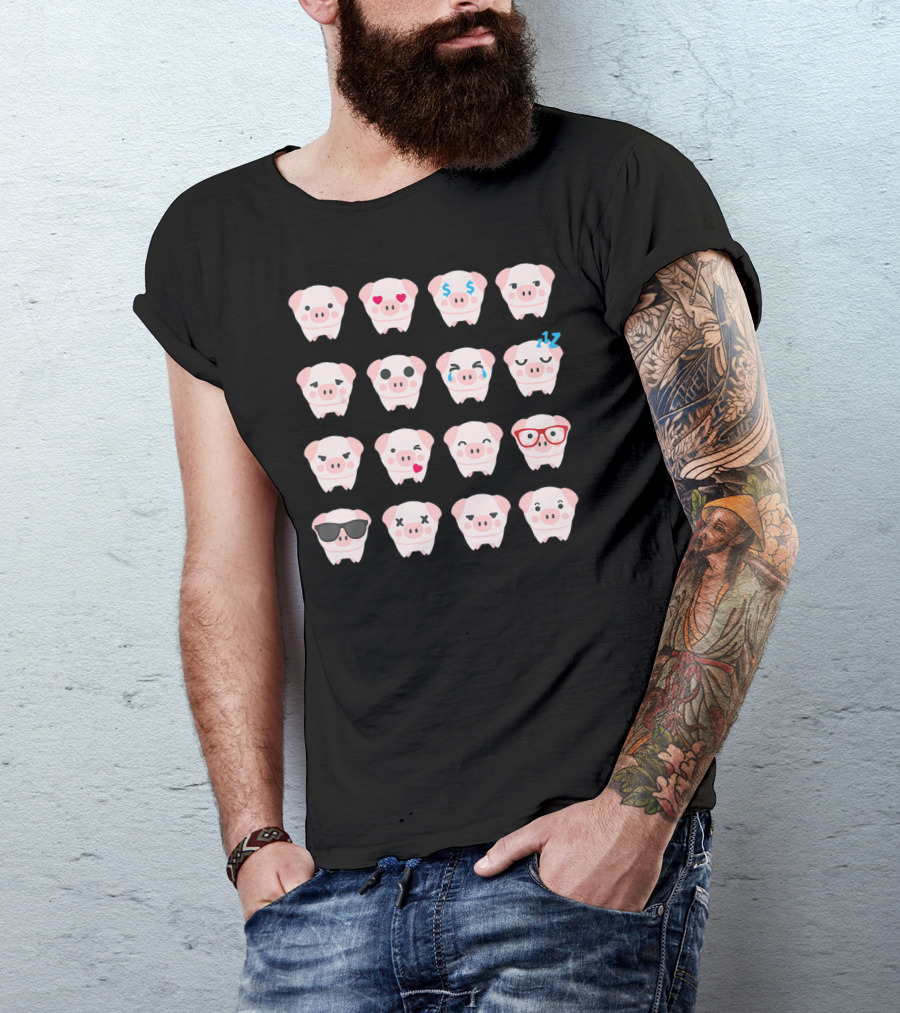 Pig Emoji Expressions Pig Lover T-Shirt