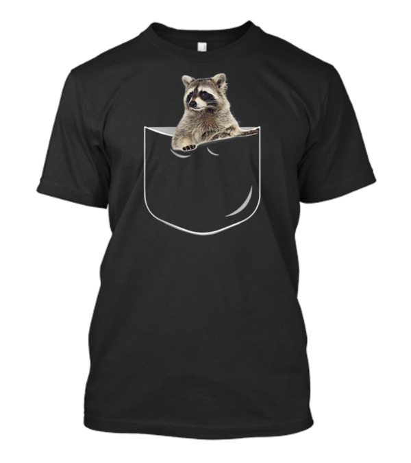 Pocket Raccoon Funny Raccoon In Pocket Playful Wildlife Charm T-Shirt