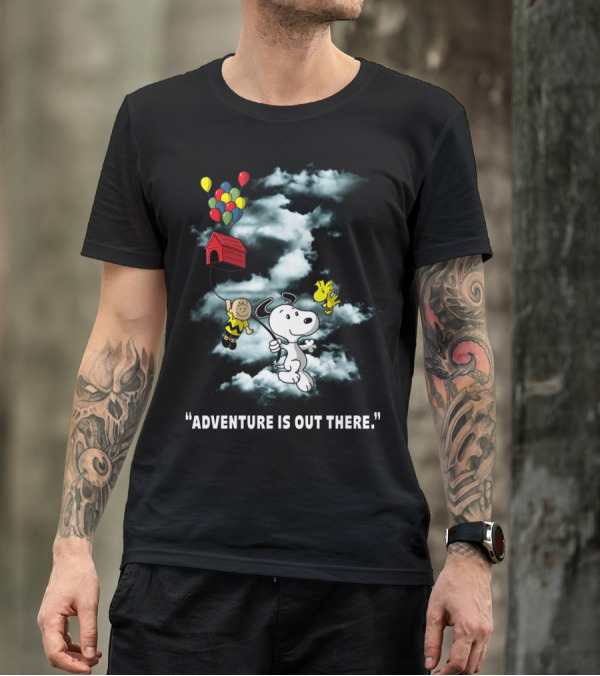Adventure Is Out There Charlie Brown Snoopy Woodstock Balloons Peanuts T-Shirt