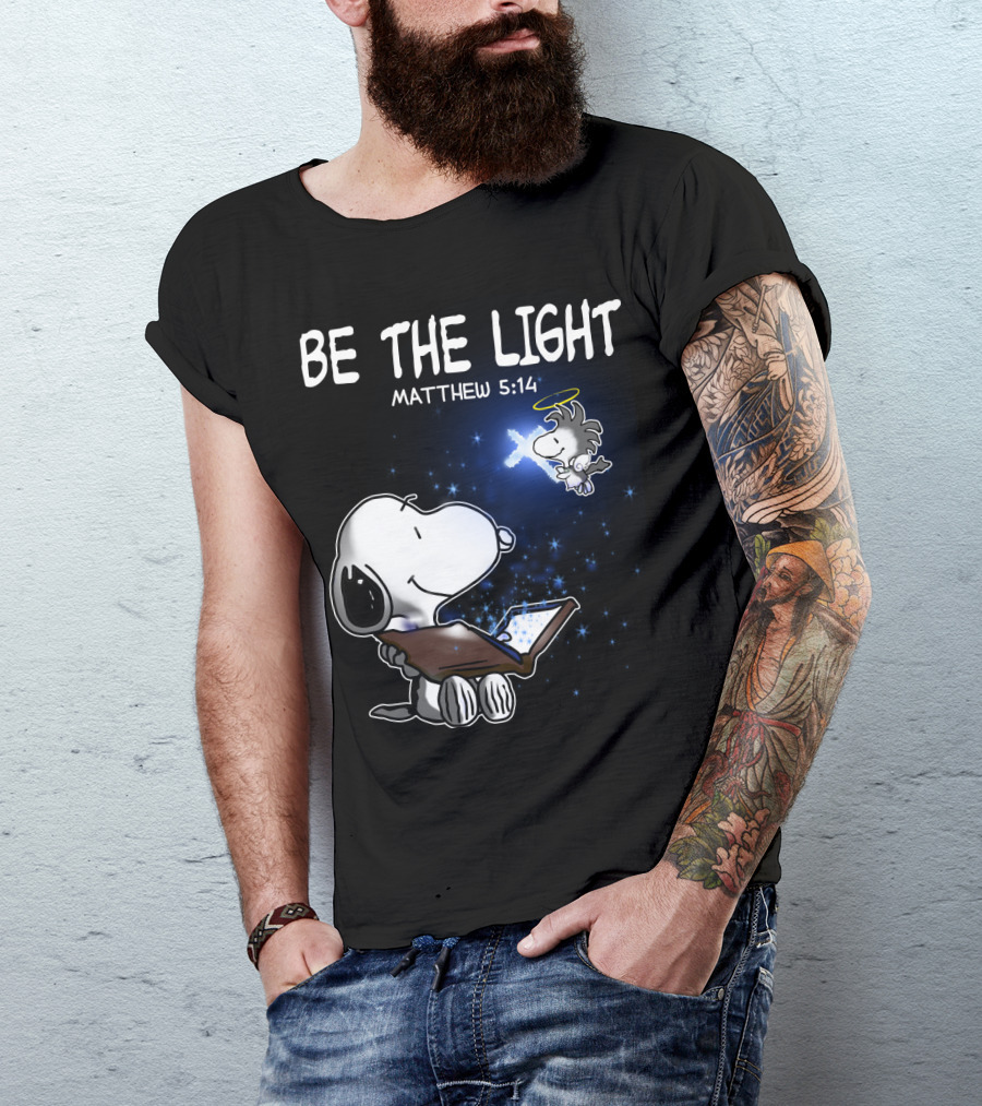 Be The Light Matthew 5:14 Snoopy The Peanuts Movie Woodstock Angel T-Shirt