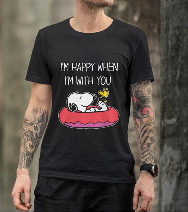 I'm Happy When I'm With You Snoopy And Woodstock Peanuts Float T-Shirt