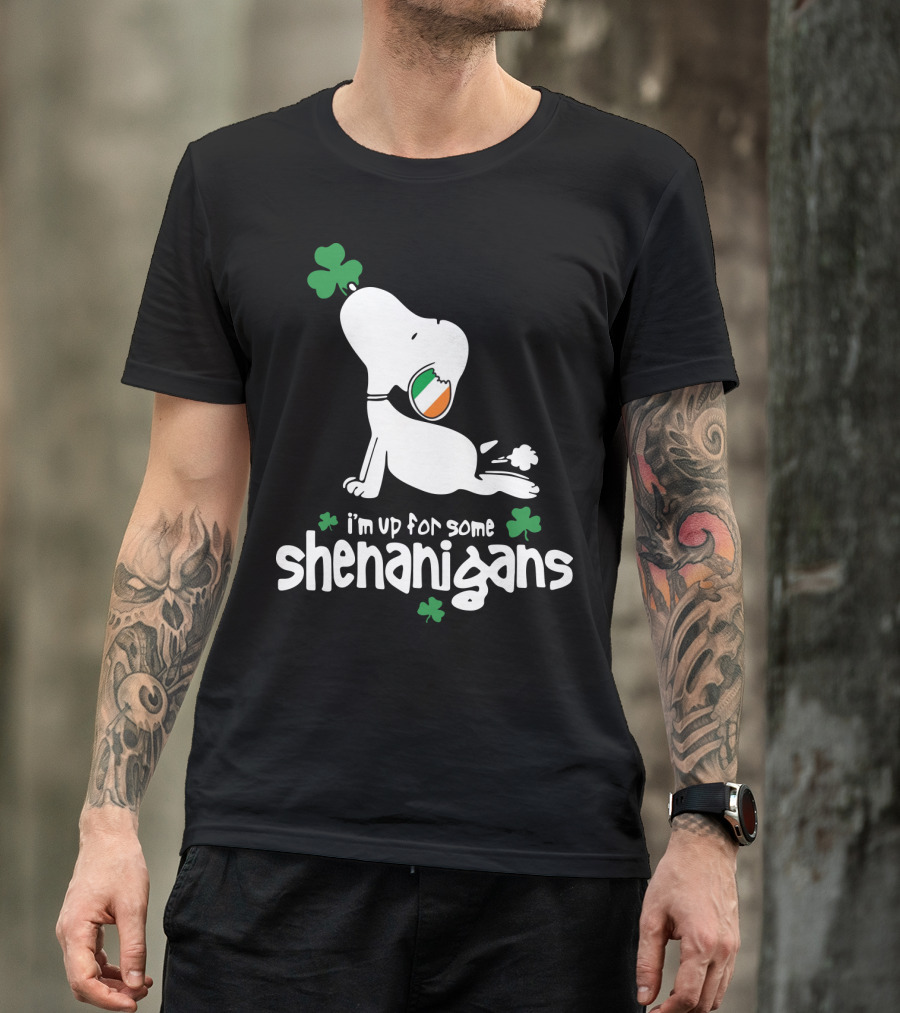 I'm Up For Some Shenanigans St Patrick Snoopy The Peanuts Movie T-Shirt