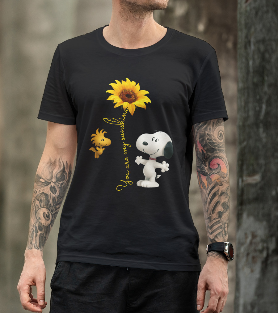 You Are My Sunshine Hippie Snoopy Woodstock Sunflower Peanuts Movie T-Shirt
