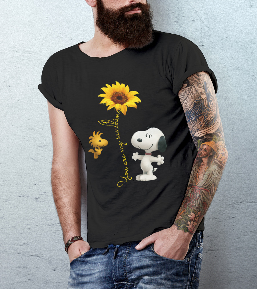 You Are My Sunshine Hippie Snoopy Woodstock Sunflower Peanuts Movie T-Shirt