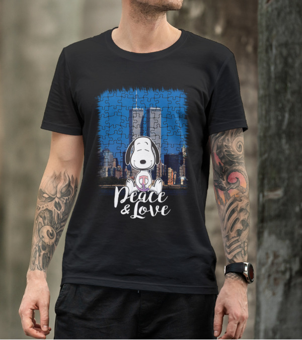 Peace And Love Snoopy 11th September The Peanuts Movie Twin Towers T-Shirt