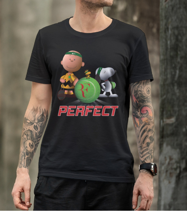 Perfect Roger Federer Tennis Pro Snoopy Charlie Brown Peanuts T-Shirt
