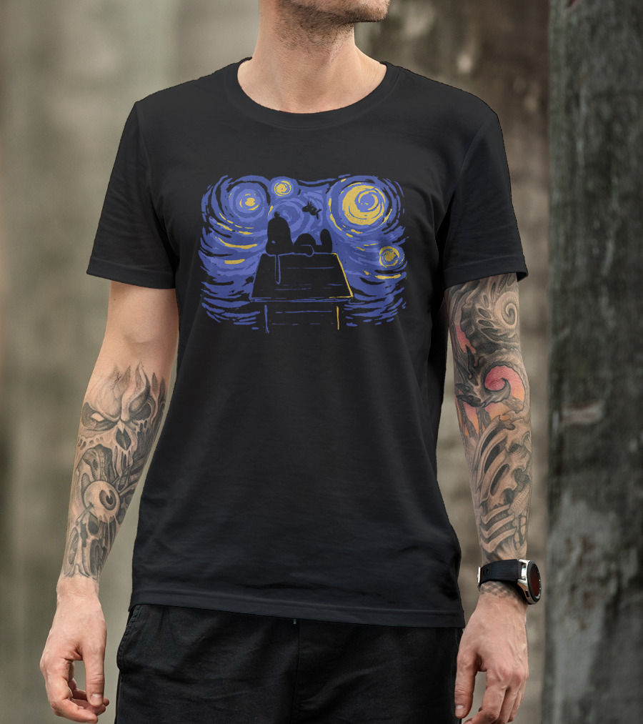 Van Gogh Starry Night Snoopy Peanuts Iconic T-Shirt
