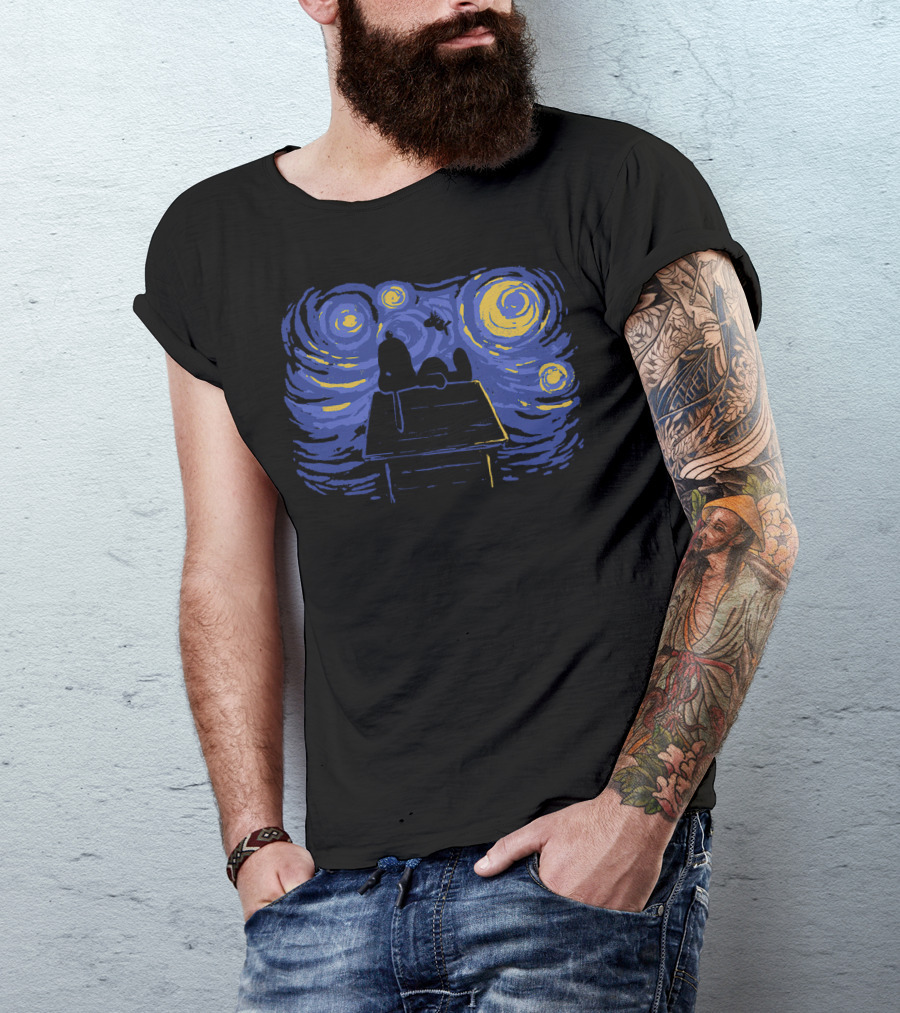 Van Gogh Starry Night Snoopy Peanuts Iconic T-Shirt