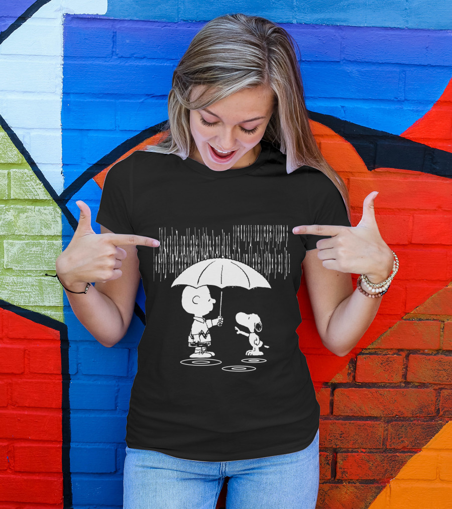 Waiting For You Under The Rainstorm Snoopy And Charlie Brown The Peanuts Movie T-Shirt