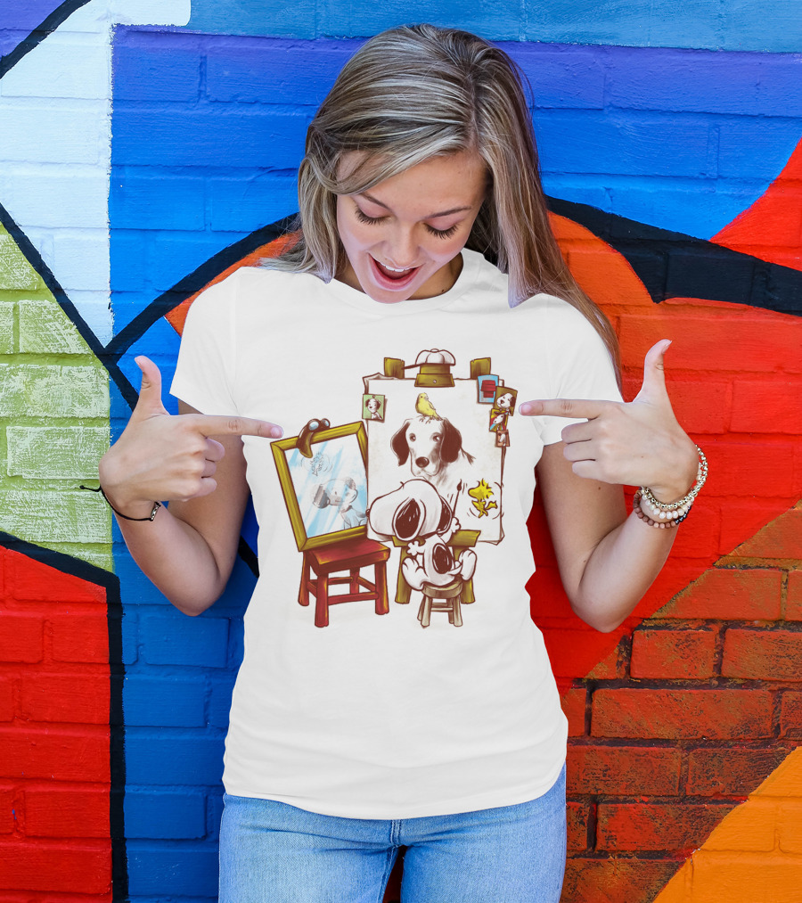 Snoopy Drawing Himself With Woodstock From The Peanuts Movie T-Shirt