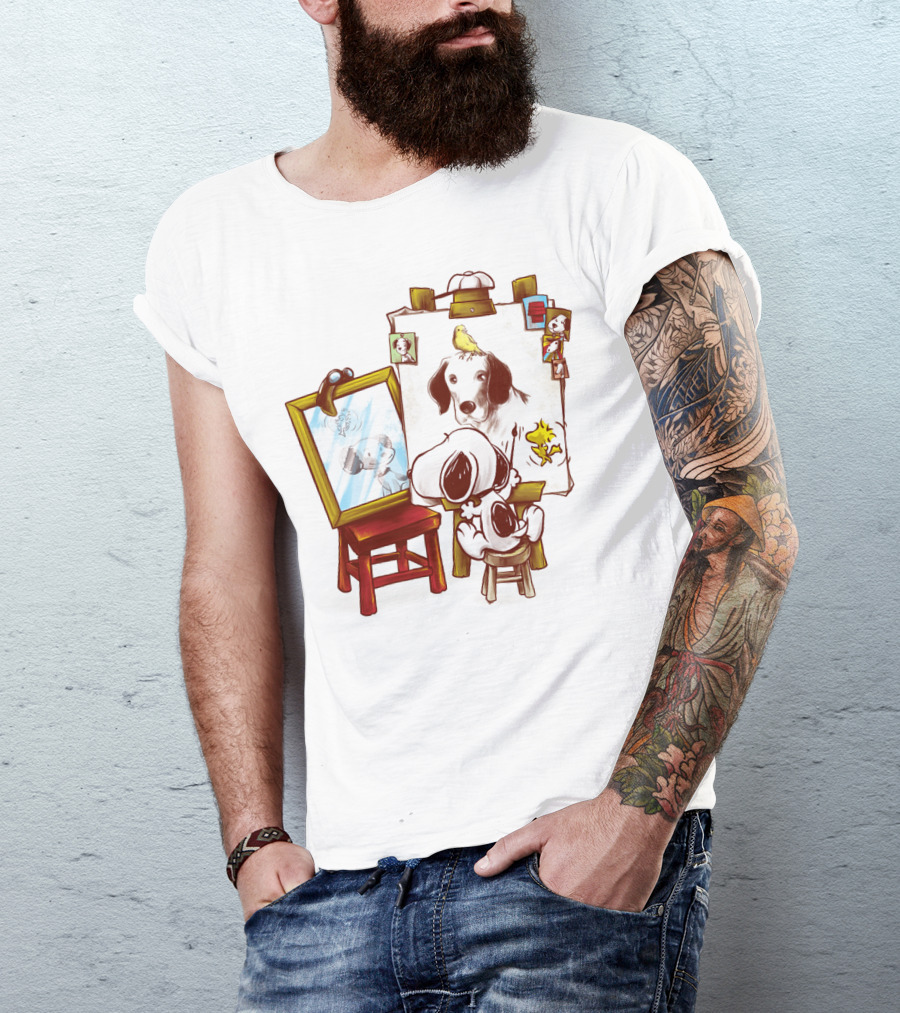Snoopy Drawing Himself With Woodstock From The Peanuts Movie T-Shirt