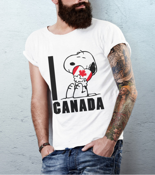 I Love Canada Snoopy Hugging Maple Leaf The Peanuts Movie T-Shirt