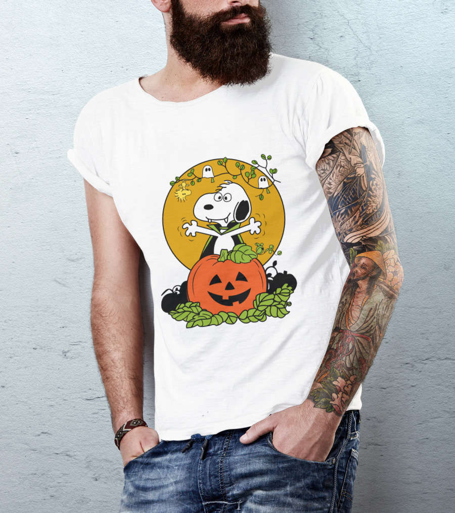 Pumpkin Halloween Snoopy Vampire Peanuts Movie Ghosts Jack-O'-Lantern T-Shirt