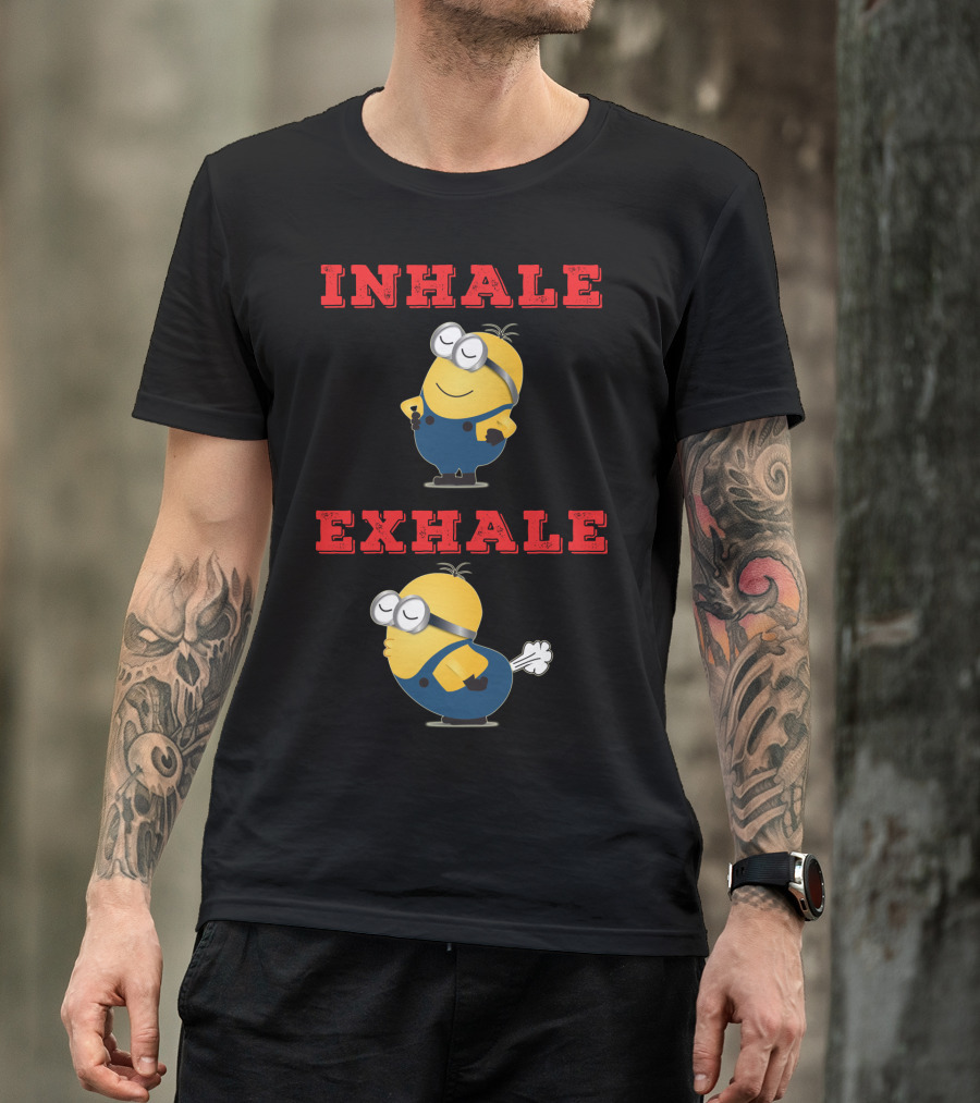 Minions Inhale Exhale Yoga Humor Despicable Me T-Shirt
