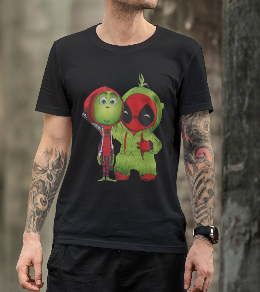 Baby Deadpool And Grinch Mashup Playful Duo T-Shirt