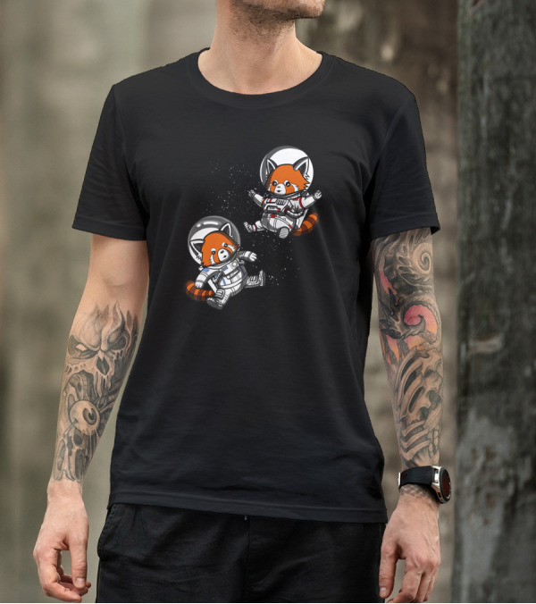Red Panda Space Astronauts Cosmic Adventure T-Shirt
