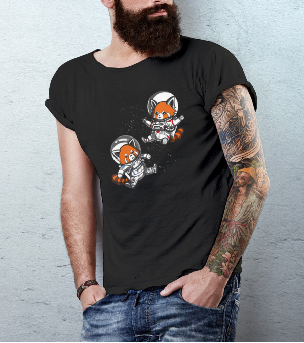 Red Panda Space Astronauts Cosmic Adventure T-Shirt