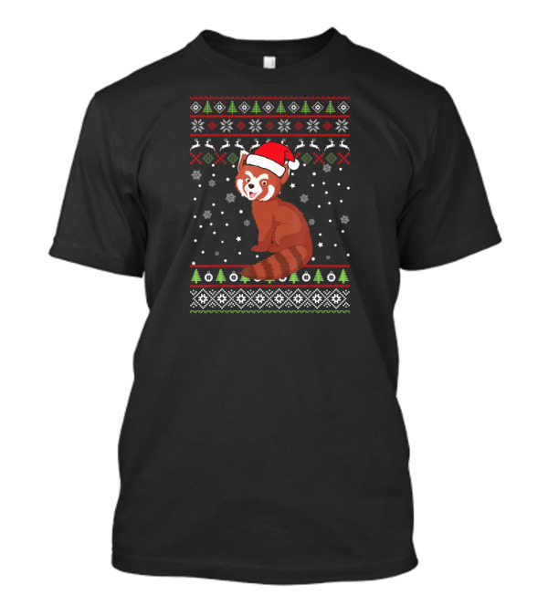 Christmas Red Panda Santa Hat Snowflakes Family Group T-Shirt