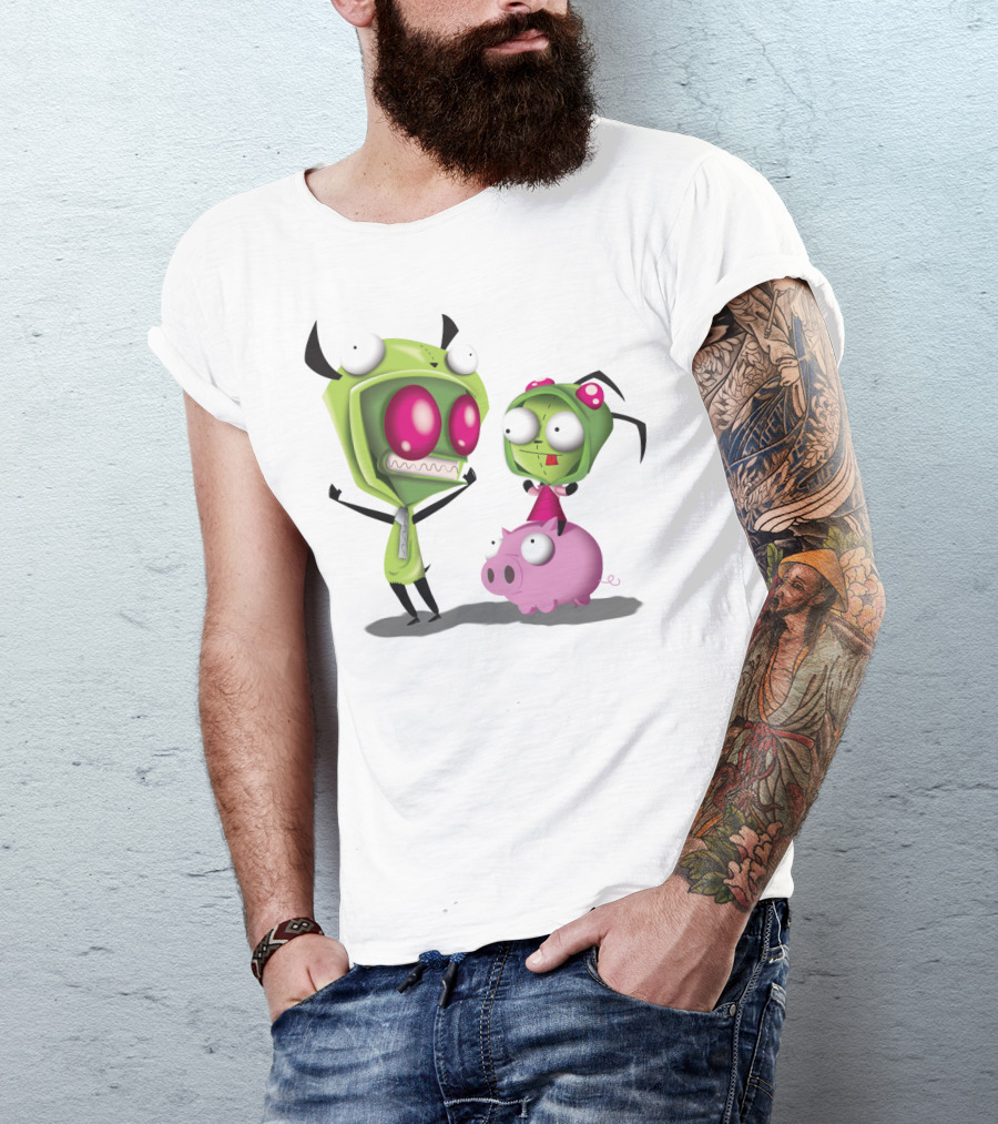 Cosplay Invader Zim Gir Halloween Characters On Pig T-Shirt
