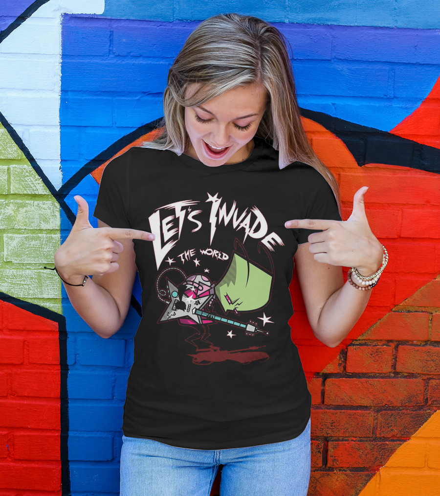 Let's Invade The World Rock Star Guitarist Gir Invader Zim T-Shirt