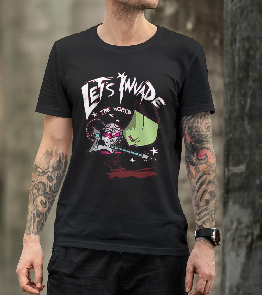 Let's Invade The World Rock Star Guitarist Gir Invader Zim T-Shirt