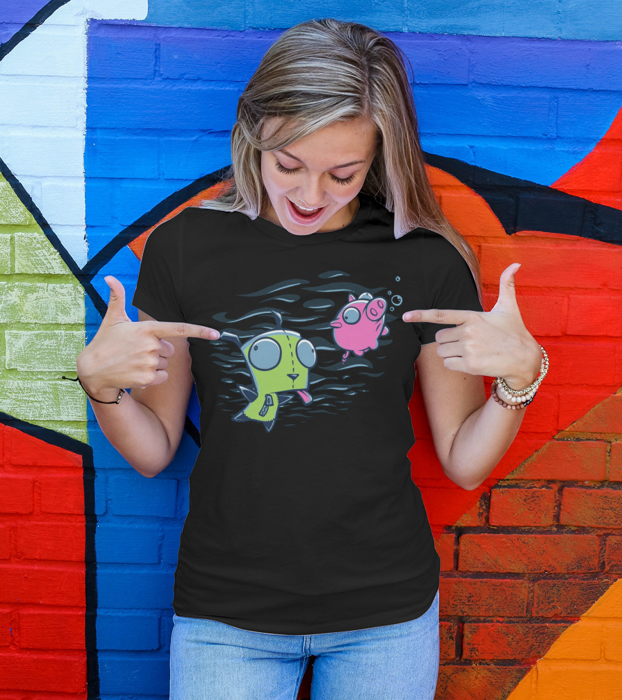 Girvana Gir Invader Zim Underwater Adventure With Pig T-Shirt