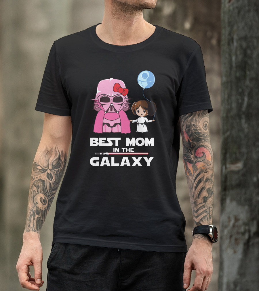 Best Mom In The Galaxy Darth Vader Star Wars Princess Leia Balloon T-Shirt