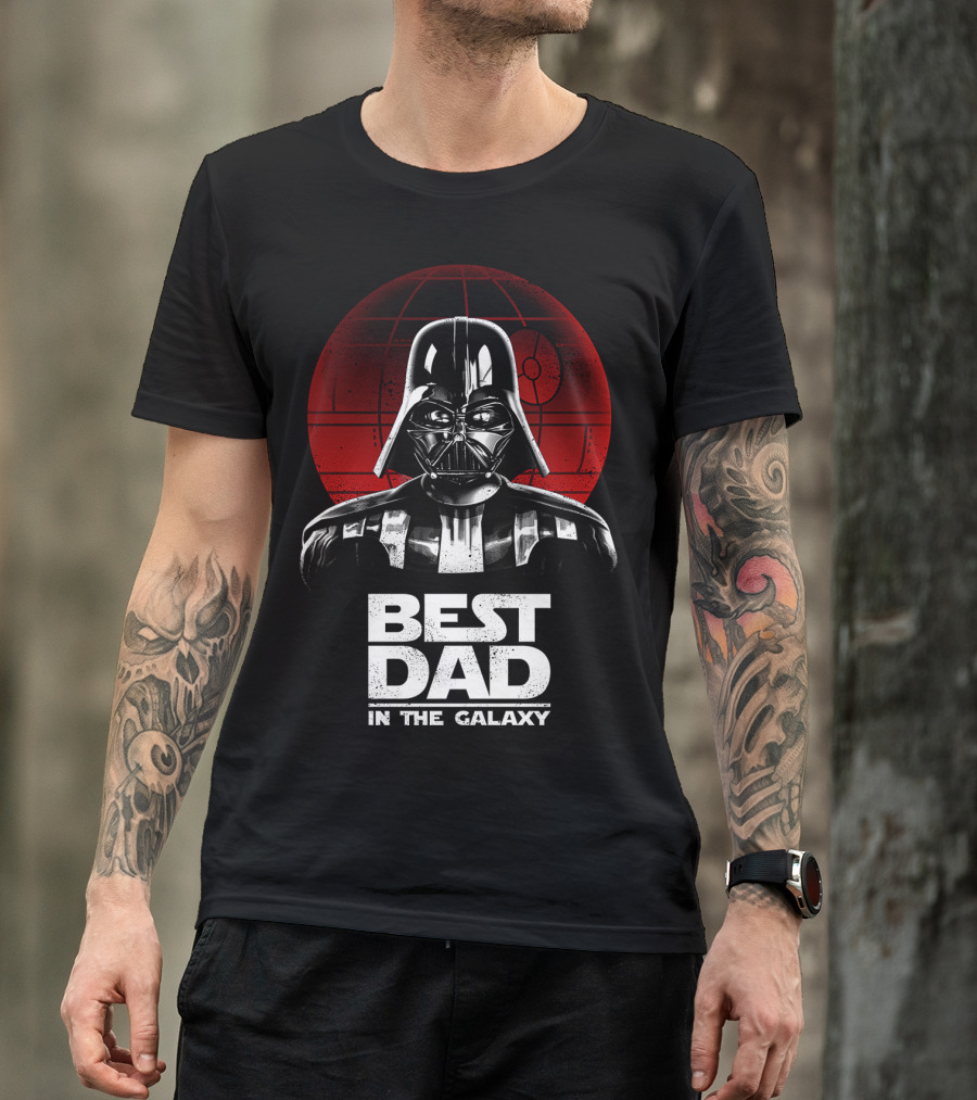 Best Dad In The Galaxy Father's Day Darth Vader Star Wars Death Star T-Shirt
